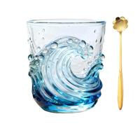 Generico Sea Glass Wave Coffee Mug,Handcrafted Ocean Wave Glass Mug,12oz Textured Ocean Theme Drinking Cup,for Tea Hot Milk Juice Home Office Women Men
