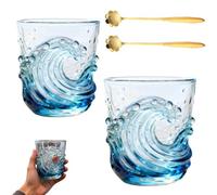 Generico Sea Glass Wave Coffee Mug,Handcrafted Ocean Wave Glass Mug,12oz Textured Ocean Theme Drinking Cup,for Tea Hot Milk Juice Home Office Women Men