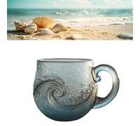 Generico Sea Glass Wave Mug, 12 Oz Handblown Ocean Wave Glass Mug Cup, Handcrafted Sea Inspired Drinkware, Artistic Ocean-Themed, for Ocean Lovers (1*Pcs,A)