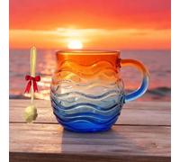 Generico Sea Glass Wave Mug,12 Oz Handblown Ocean Wave Glass Mug Cup,Unique Textured Seas Inspired Drinkware Mugs,For Tea,Coffee, Wine,Or Cocktails,Gift For Sea & Beach Lovers (B-1pcs, S)