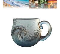 Generico Sea Glass Wave Mug,Sunset and Wave Dual Design,Handcrafted Ocean Theme Coffee Mug Cup,Coastal Beach Themed Artistic Coffee and Tea Drinkware for Beachs & Surf Lover (1pcs)