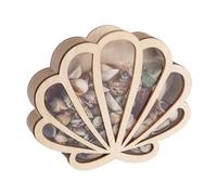 Generico Seashell Display Box Decorative Collectors Holder, Shell Shape Handmade Display Case for Home Apartment Workplace Bathroom Living Room Shelf Ornament Gift Coastal Inspired Decor 18x16cm