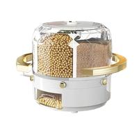 Generico Secchio for il riso, scatola rotante sigillata for cereali, pratico dispenser for, prodotti da cucina(Brown)