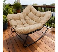 Generico Sedia a Dondolo Soggiorno Extra Large, Sedia Relax da Esterno con Imbottitura, capacità di Carico Fino a 150kg,Sedia a Dondolo Papasan,Sedia da Lettura,Sedia da Salotto,Hazel