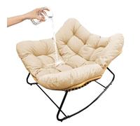 Generico Sedia a Dondolo Soggiorno Extra Large, Sedia Relax da Esterno con Imbottitura, capacità di Carico Fino a 150kg,Sedia a Dondolo Papasan,Sedia da Lettura,Sedia da Salotto,Beige