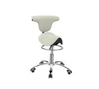 Generico Sedia A Sella Ergonomica Con Ruote Girevoli, Sgabello A Regolabile In Altezza, Può Scegliere O Senza Schienale(White,60x60x57-67+24cm)