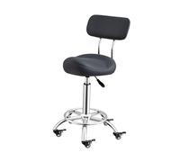 Generico Sedia A Sella Ergonomica Con Schienale, Sgabello Da Bar In Spugna Ad Alta Densità Con Pedale, Sgabello Da Salone Girevole Rotolante, Altezza Regolabile Da 50-70 Cm(Black)