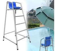 Generico Sedia da Bagnino per Esterni con Parasole, Sedile e Gancio Rimovibili: Perfetta per l'osservazione in Piscina, in Spiaggia, sui campi da Tennis e sui pontili.