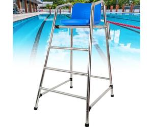 Generico Sedia da Bagnino Portatile con Scala di Salvataggio - Piattaforma in Acciaio Inox per Piscine Fuori Terra e da Competizione, Ideale per spiagge e Sicurezza in Acqua.