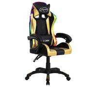 Generico Sedia da Gaming con Luci a LED RGB Oro e Nera in Similpelle,Multicolore,16.1kg,287998