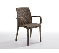 Generico Sedia da Giardino in Rattan Sintetico, Design Intrecciato, con Braccioli, Marrone modello Indiana.