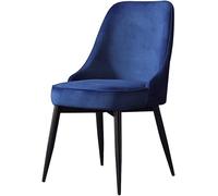 Generico Sedia da pranzo in morbido velluto con schienale, for computer, nail art, trucco, negoziare, balcone, banchetto, tempo libero(Blue,Black legs)