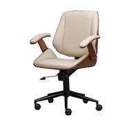 Generico Sedia Da Scrivania For Computer Da Ufficio Con Ruote, Scrivania Con Schienale Medio In Pelle PU, Comodo Supporto Lombare E Bracci Ribaltabili A 90°, Capacità 200 Kg(White)