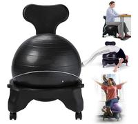 Generico Sedia Ergonomica Con Palla Per Scrivania Da Ufficio - Seduta Stabilizzante Con Palla Yoga, Base E Pompa Di Gonfiaggio, Sgabello Fitness Per L'Equilibrio, Il Rinforzo Del Core