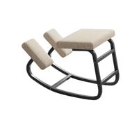 Generico Sedia ergonomica in legno for ginocchia, sgabello posturale, sedia ADHD, sedia ortopedica for correggere dolori alla schiena e al collo(White,75x50x45cm-Black)