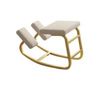 Generico Sedia ergonomica in legno for ginocchia, sgabello posturale, sedia ADHD, sedia ortopedica for correggere dolori alla schiena e al collo(White,75x50x45cm-Gold)
