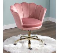 Generico Sedia girevole da scrivania in velluto, moderna sedia da computer con altezza regolabile, graziosa sedia da toeletta per casa, ufficio/camera da letto, color foglia di tè