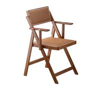 Generico Sedia pieghevole portatile in legno con cuscino imbottito e schienale, facile da riporre, ideale per patio, camera da letto, feste ed eventi (marrone)