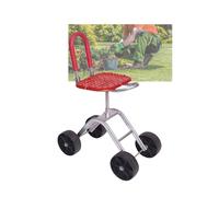 Generico Sedile da Giardino con Ruote, Sgabello Giardinaggio Girevole Regolabile A 360°, Assistente Pieghevole, for Prato E Cortile(Red)