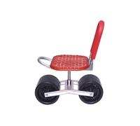 Generico Sedile da Lavoro da Giardino con Ruote,Altezza Regolabile 22-36 Cm,Sgabello da Giardinaggio con Portata 150 kg,for Prato E Cortile All'aperto(Red,2 Wheels)