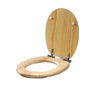 Generico Sedile WC in bambù for Uso Domestico in Legno massello Universale con sgancio rapido e Ammortizzatore Silenzioso for WC, Accessori for Il Bagno(Light Brown Wood,Slow Drop)