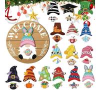 Generico Segno della Porta GNOME | Segno di Benvenuto Intercambiabile con Pezzi magnetici | Halween Decor GNOME per Porta d'ingresso, Portico, Cortile e Feste stagionali