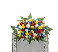 Generico Sella commemorativa da cimitero, Impermeabile e Realistico, Grande Sella Cimiteriale Bouquet Di 48 Fiori, per Famiglia, Madre, Padre, Amici, Giardino, Patio, Cortile, Camposanto