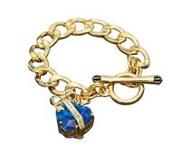 Generico Semplice amore fiocco zircone braccialetto di base in cristallo a forma di cuore da donna(Blue Zirconium)