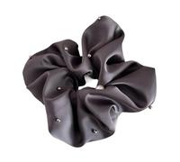 Generico Semplice rivetto di perle Fascia per capelli per intestino crasso Corda per testa in raso Corda per capelli con testa a sfera 2 pezzi(Dark gray)