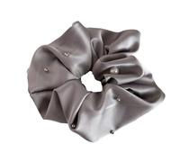 Generico Semplice rivetto di perle Fascia per capelli per intestino crasso Corda per testa in raso Corda per capelli con testa a sfera 2 pezzi(Light gray)