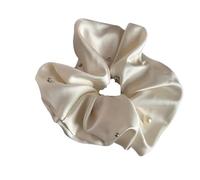 Generico Semplice rivetto di perle Fascia per capelli per intestino crasso Corda per testa in raso Corda per capelli con testa a sfera 2 pezzi(Beige)