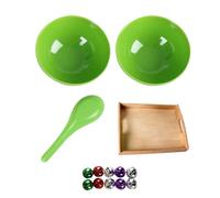 Generico Sensory Skill Toys, Bell Scooping Development Set, 9.84x7.87x1.18 Inches Wooden Tray Learning Game, PP Green Training Board, Fine Motor Activity Kit, Preschool Classroom Home Use