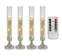 Generico Senza Fiamma Centrotavola LED Senza Fiamma con Telecomando Timer | Affusolate A Batteria per Casa, Festività, Tavolo, Cena, Interni, Scaffale, Autunno, Feste, Soggiorno Argento