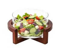 Generico Serveerschaal met houten basis - 1800 ml kom Salade Voedselveilig, Robuuste keukenkom, Elegante slakom serveren, Veelzijdige kom | Eten Familiereünie Feestje Pasta Fr