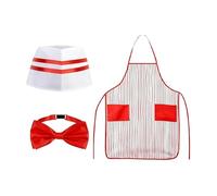 Generico Server Outfits - Popcorn Suit for | Red Striped Fabric with Novelty Hat & Theater Styles for Pageants, Holidays, Fairs and Celebrations Theatrical Hospitality Uniform