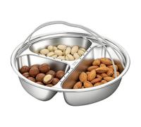 Generico Serving Tray - Divided Serving Platter | Sectional Appetizer Tray With Handles | Stainless Steel Fruit Plate For Home Movie Nights, Camping And Picnics, Metal Food Organizer