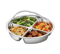 Generico Serving Tray - Divided Serving Platter | Sectional Appetizer Tray With Handles | Stainless Steel Fruit Plate For Home Movie Nights, Camping And Picnics, Metal Food Organizer