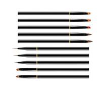Generico Set 10 Penne per Nail Art in Metallo Nero, Fine Fattura e Pratiche, per Manicure Professionale e Uso nel Salone