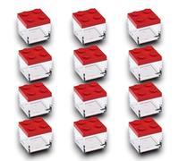 Generico Set 12 Scatoline in Plexiglass tipo Mattoncino in plastica trasparente con Tappo Colorato 5x5x5 cm Bomboniere per Compleanno Battesimo Laurea Matrimonio Promessa Nozze Gender Reveal (Rosso)