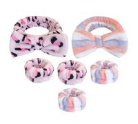 Generico Set 2 Fasce per Chioma e Polso Morbido Fiocco, Adatte per Pulizia del Viso e Applicazione Maschera, Colore Assortito, Stile Creativo e Adorabile