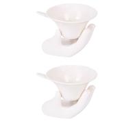 Generico Set 2 Filtri per Tè in Ceramica Bianca Tea Leader Colino Maglia Fine per Infusore da Tè Kung Fu Accessorio per Cerimonia e Infusore Casa Oolong ai Fiori