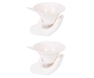 Generico Set 2 Filtri per Tè in Ceramica Bianca Tea Leader Colino Maglia Fine per Infusore da Tè Kung Fu Accessorio per Cerimonia e Infusore Casa Oolong ai Fiori