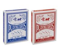 Generico Set 2 Mazzi Carte da Gioco Poker Size Plastificate Rosso + Blu - Formato N.988 - Bundle 2 Pezzi