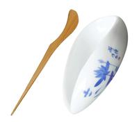 Generico Set 2 Pezzi Cucchiaini da Tè in Ceramica e Legno Mini Formato Tascabile Vassoio da Tè Elegante per Casa Ufficio Accessori la Distribuzione e Chicchi di Caffè