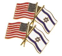 Generico Set 2 Pezzi Spilla Decorativa Bandiera Israele e Usa in Lega di Zinco, Facile da Abbinare Effetto Decorativo per Occasioni di Svago