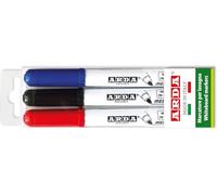Generico Set 3 Pennarelli Lavagna Bianca Cancellabili a Secco - Punta 4mm - Colori Nero, Rosso e Blu - Scrittura Scorrevole e Facile Cancellazione - Blister in Plastica