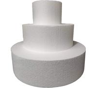 Generico Set 3 Piani Polistirolo, Disco Polistirolo Rotondo Ø 15-25-35 H 10 cm per Torte finte Compleanno, Battesimo, Nascita, Comunioni