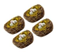 Generico Set 4 Nidi di Uccelli Artificiali Uova, Decorazione a Nido D'uccello Primaverile in Rattan 15cm, Ornamenti per Feste di Pasqua e Accessori Photobooth per Casa e Giardino