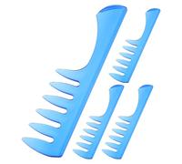 Generico Set 4 Pettini da Barbiere a Denti Larghi Blu, Strumenti per Acconciature Uomo, Pettine da Viaggio per Styling e Volume Chioma Spessi, Accessori Essenziali per Barberia