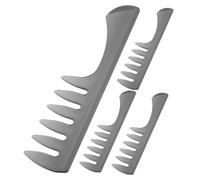 Generico Set 4 Pettini da Barbiere a Denti Larghi Neri per Acconciature Uomo Rockabilly, Pettini da Parrucchiere per Chioma Spessi e Mossi, Accessori Professionali per Styling e